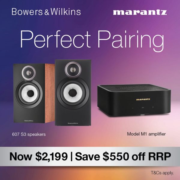 Bowers & Wilkins 607 S3 Bookshelf Speakers & Marantz M1 Streaming Amplifier Bundle